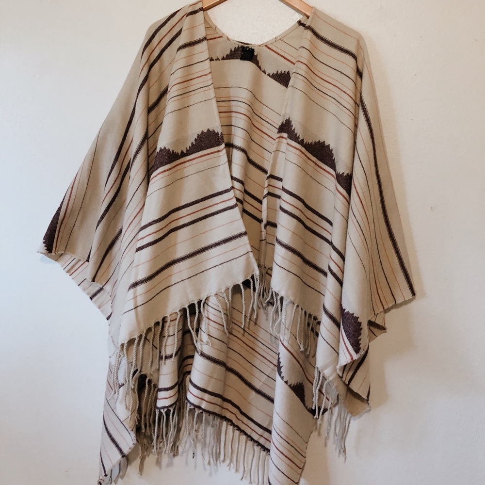 Western boho fringed poncho